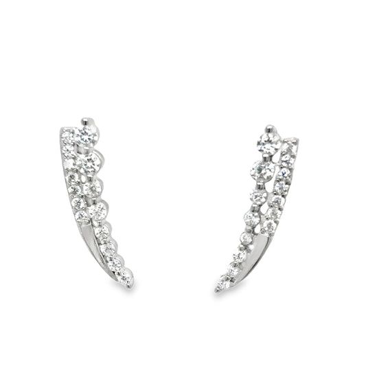 Sterling Silver CZ Tapered Drop Earrings