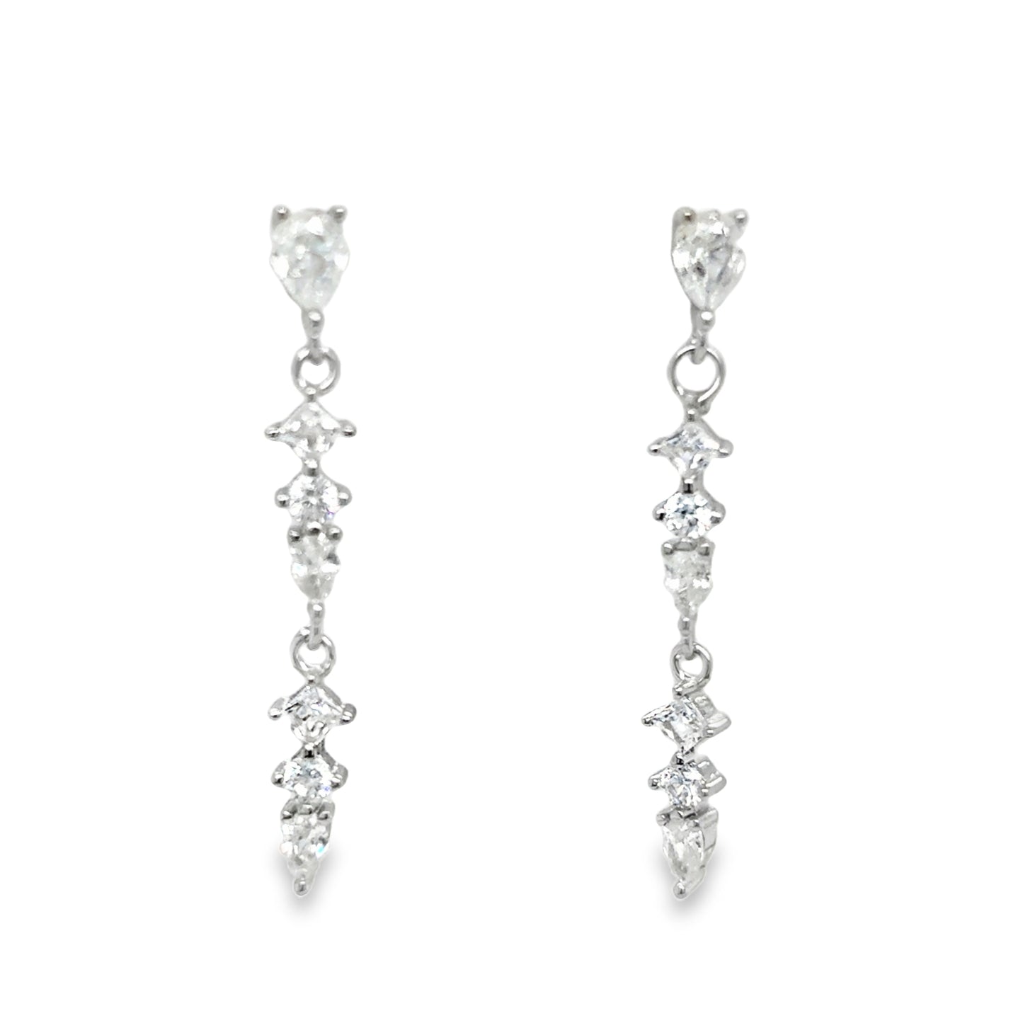Sterling Silver Multi CZ Drop Earrings