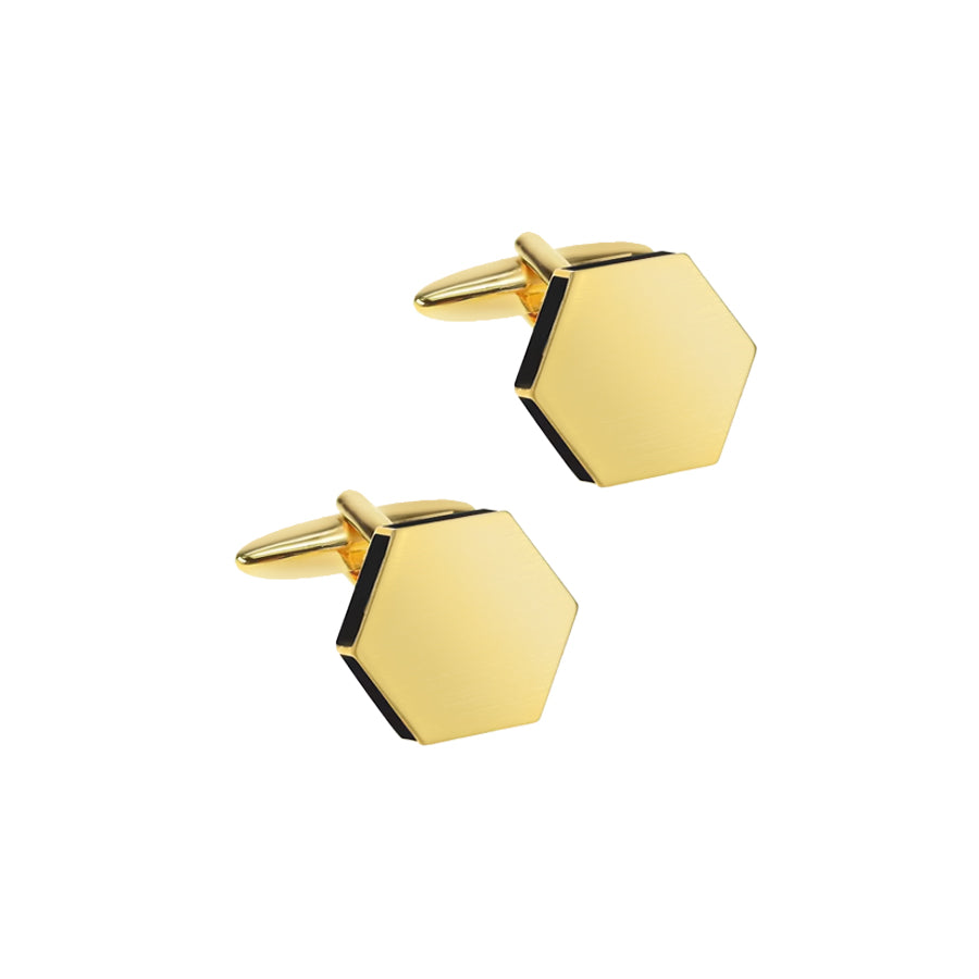 Gold Plated Hexagonal Cufflinks