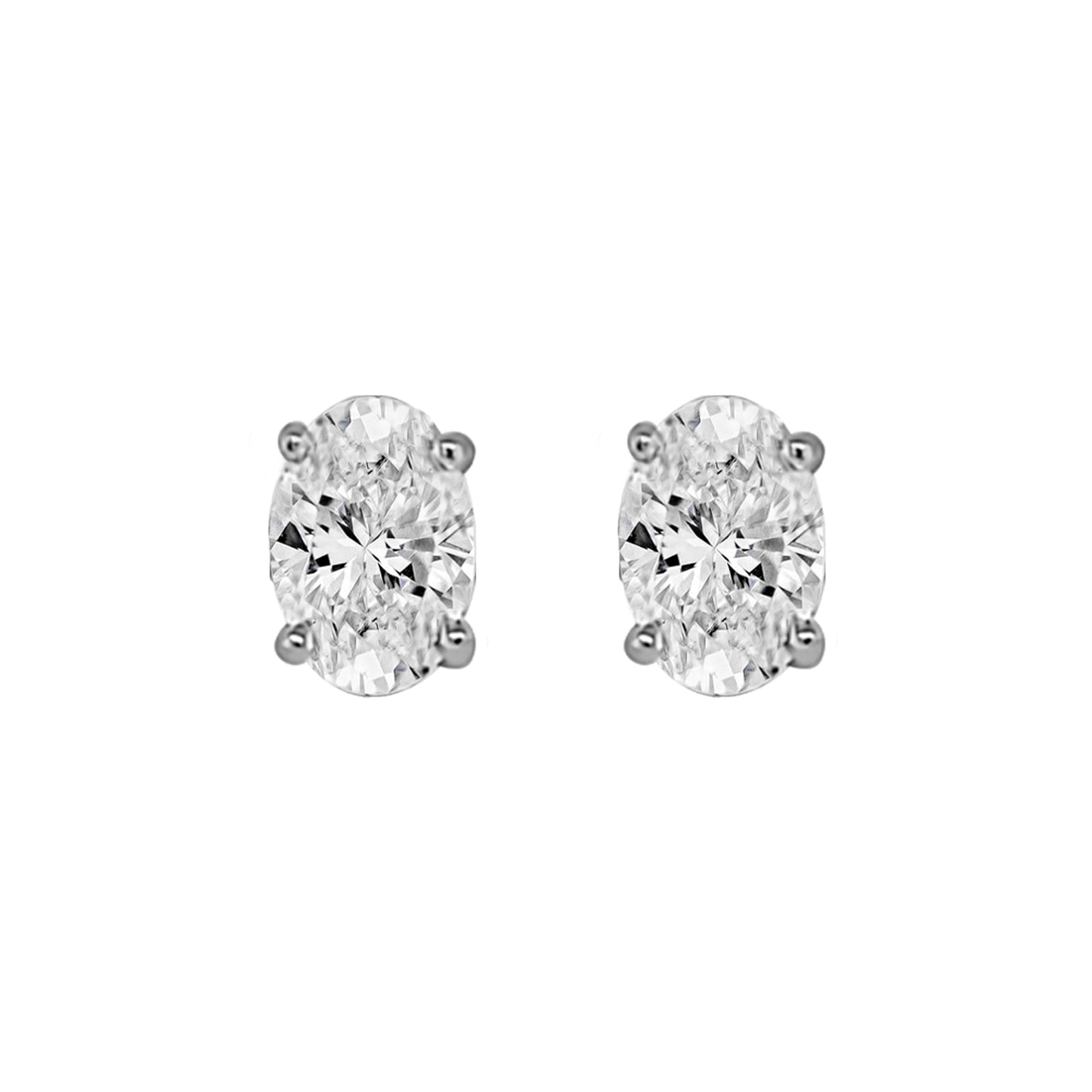 Sterling Silver 7mm CZ Oval Stud Earrings