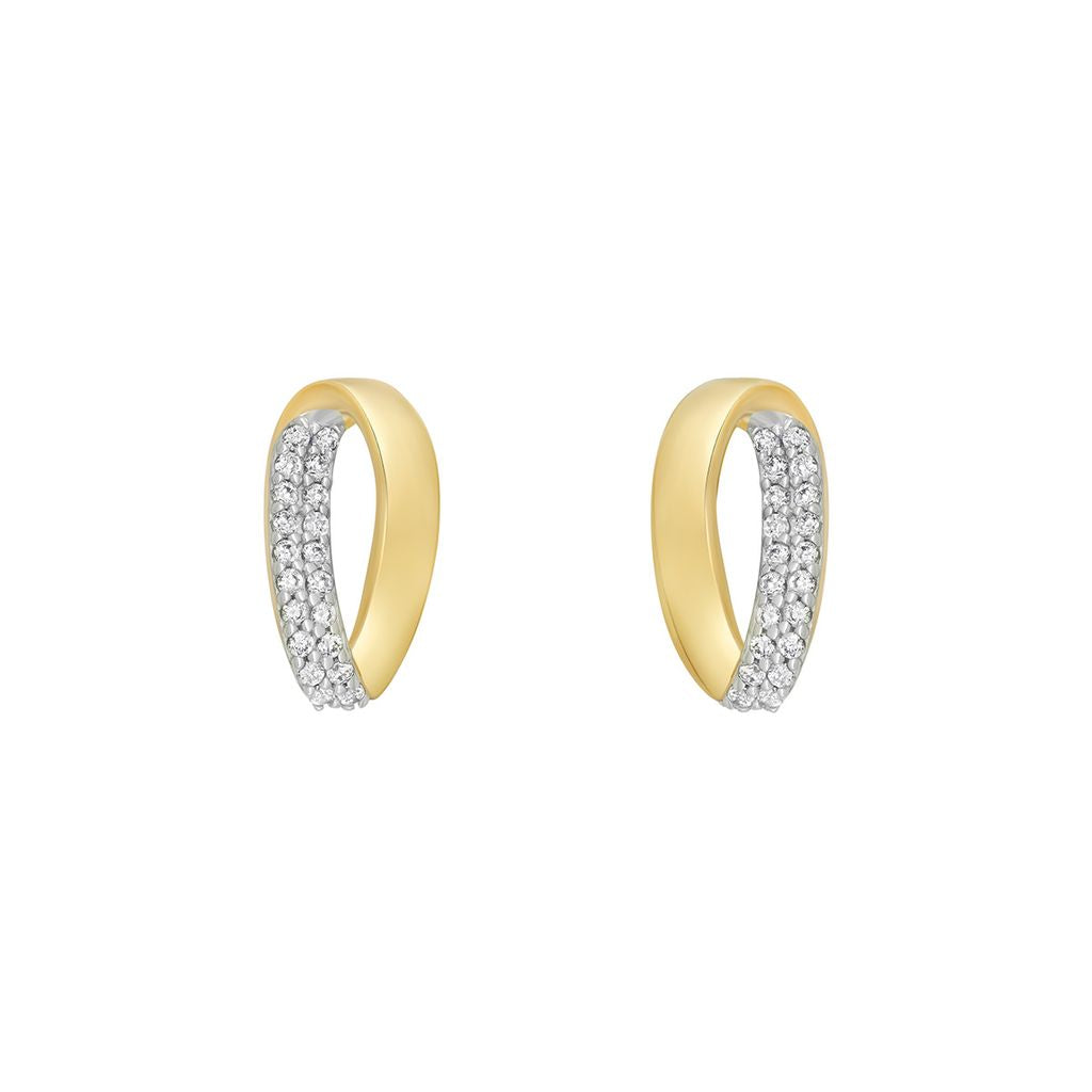Sterling Silver CZ & Gold Plated Oval Swirl