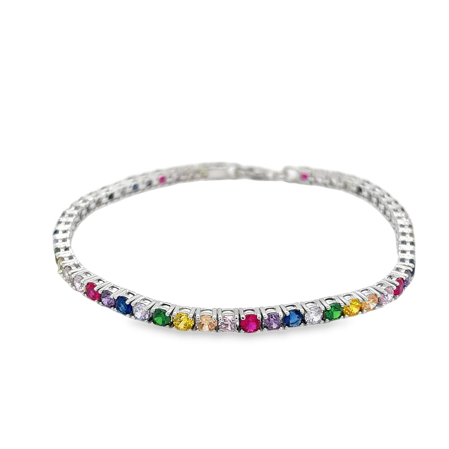Sterling Silver Multi Colour CZ Tennis Bracelet