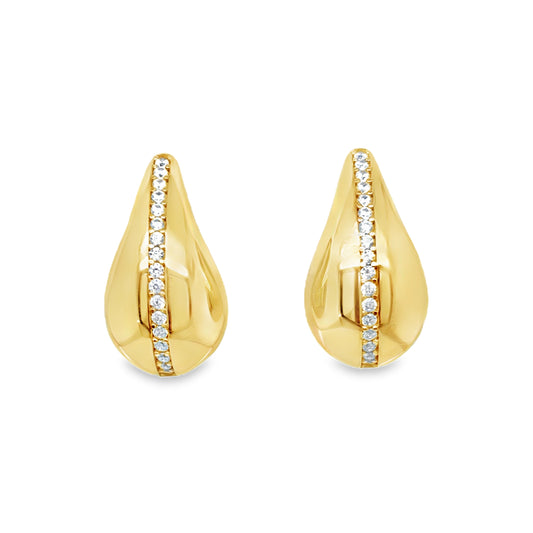 9ct Yellow Gold Bubble Teardrop Earring with CZ Detail