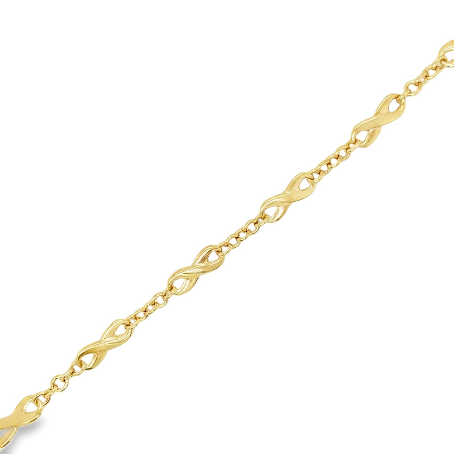 9ct Yellow Gold Infinity Link Bracelet 7.5"