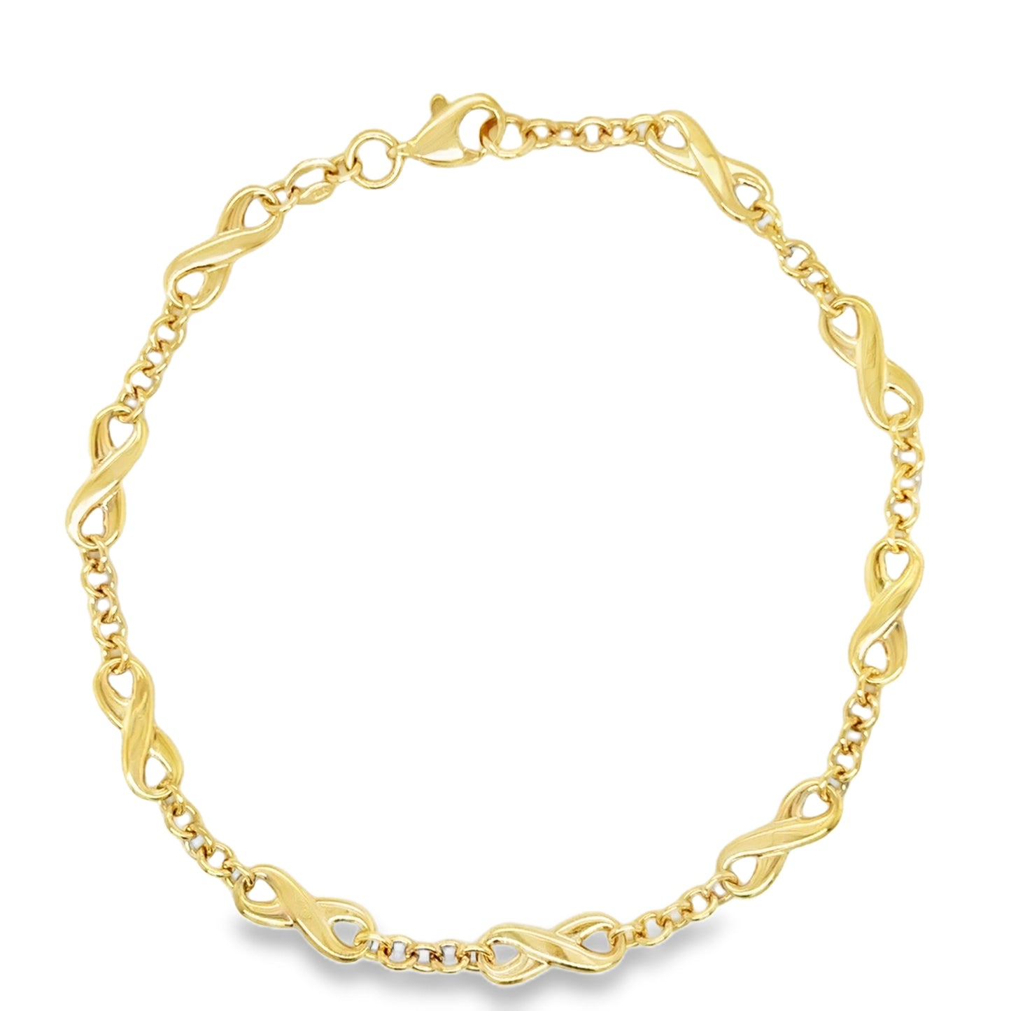 9ct Yellow Gold Infinity Link Bracelet 7.5"