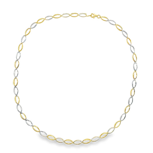 9ct Two Tone Gold Open Oval Link Bracelet