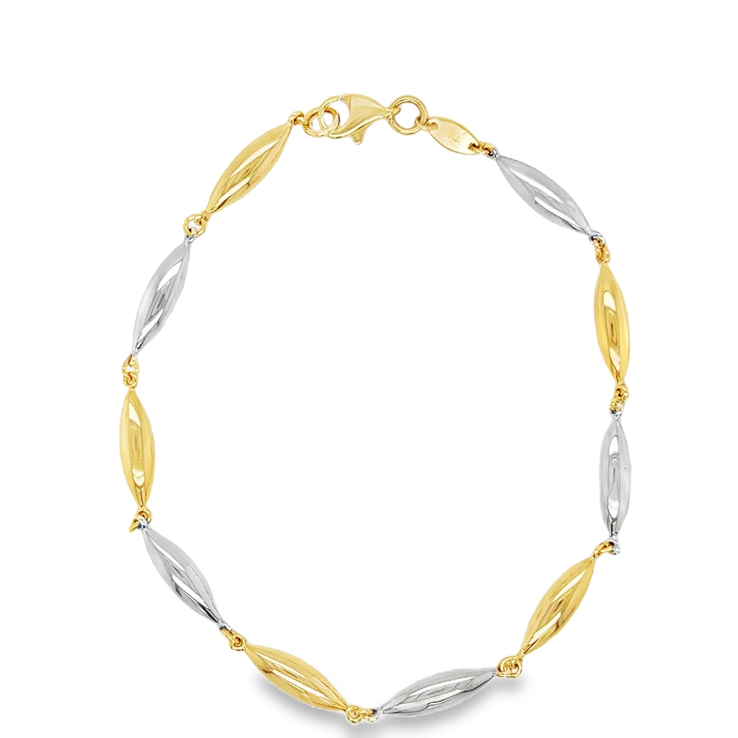 9ct Two Tone Gold Marquis Bubble Bracelet
