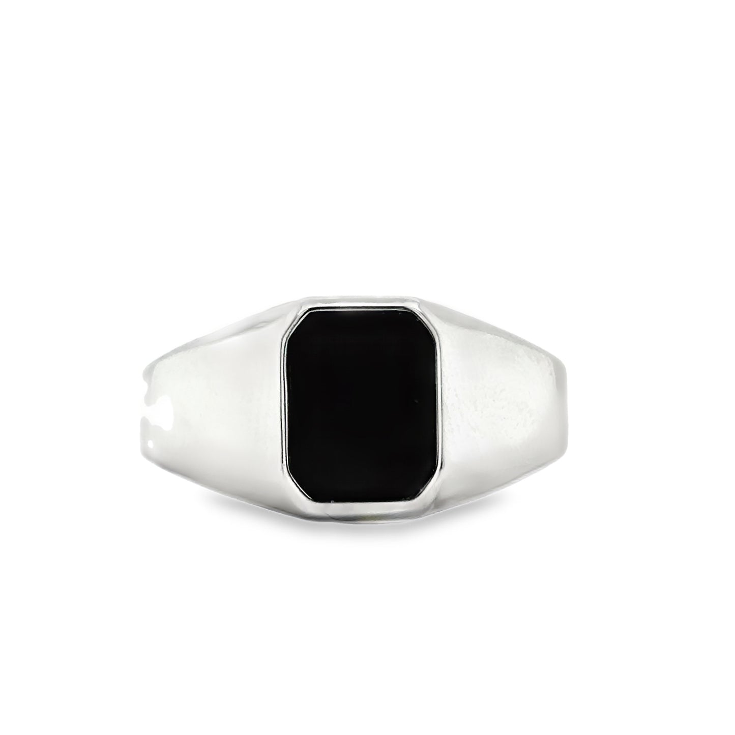 Sterling Silver Gents Black Stone Signet Ring