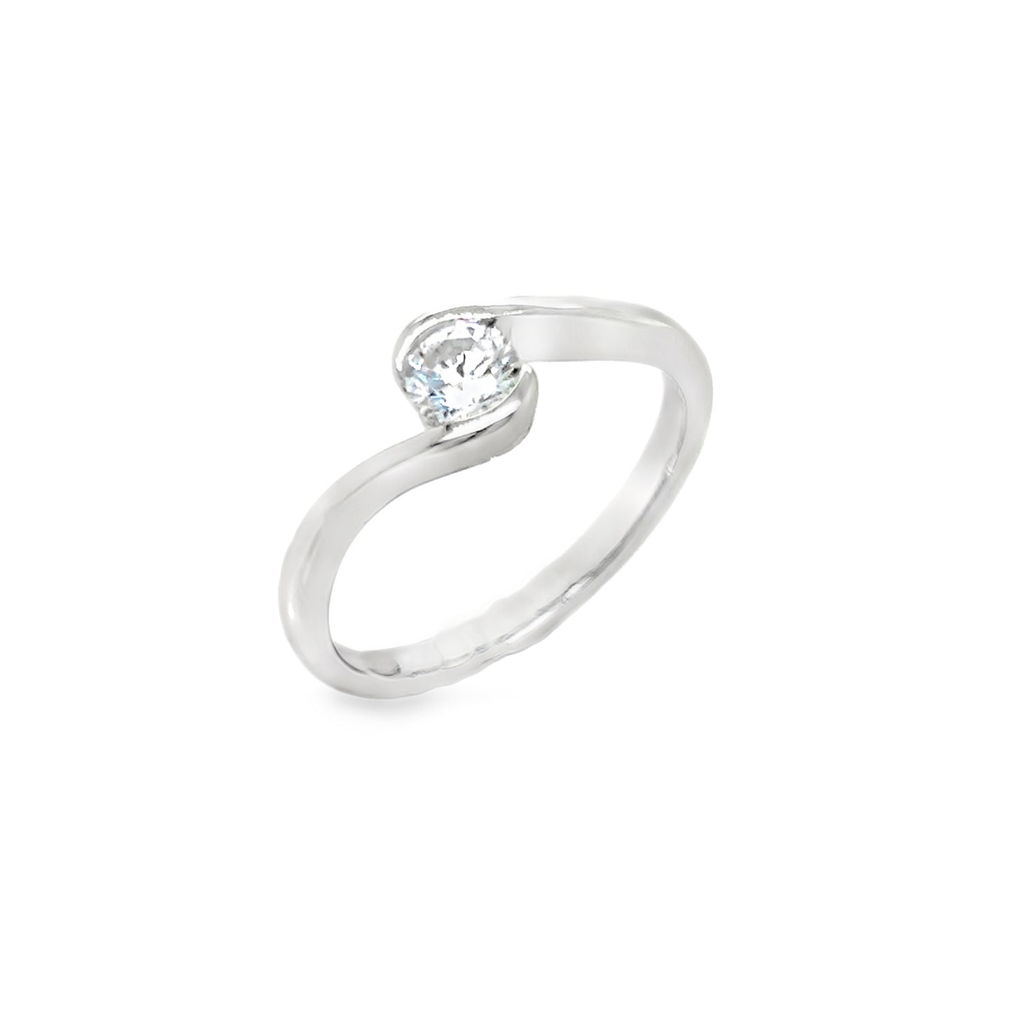 Sterling Silver CZ Round Twist Ring