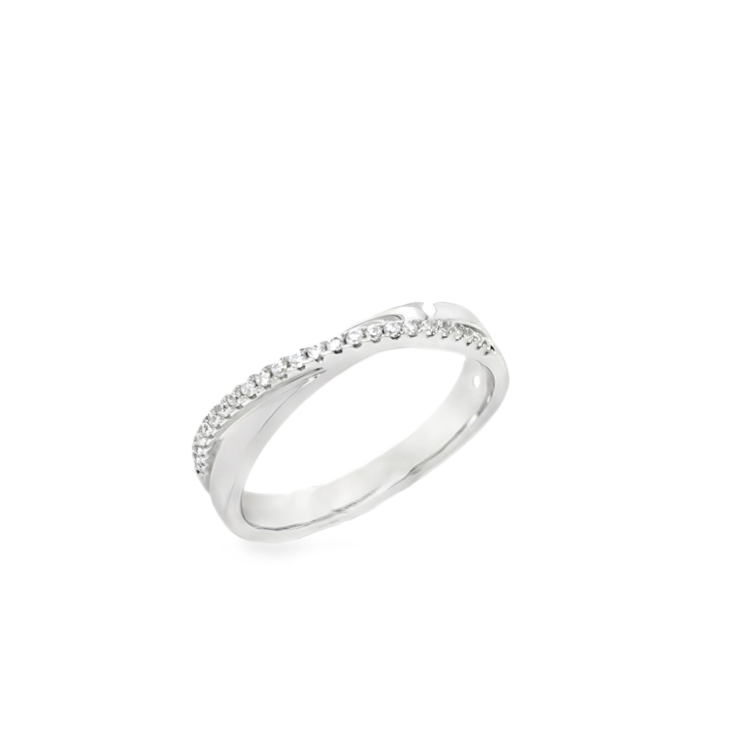 Sterling Silver Crossover CZ Band