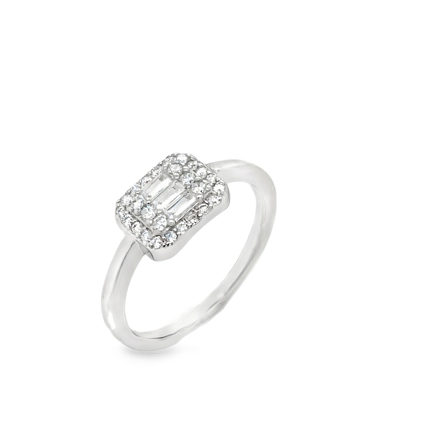 Sterling Silver CZ Rectangle Cluster Ring