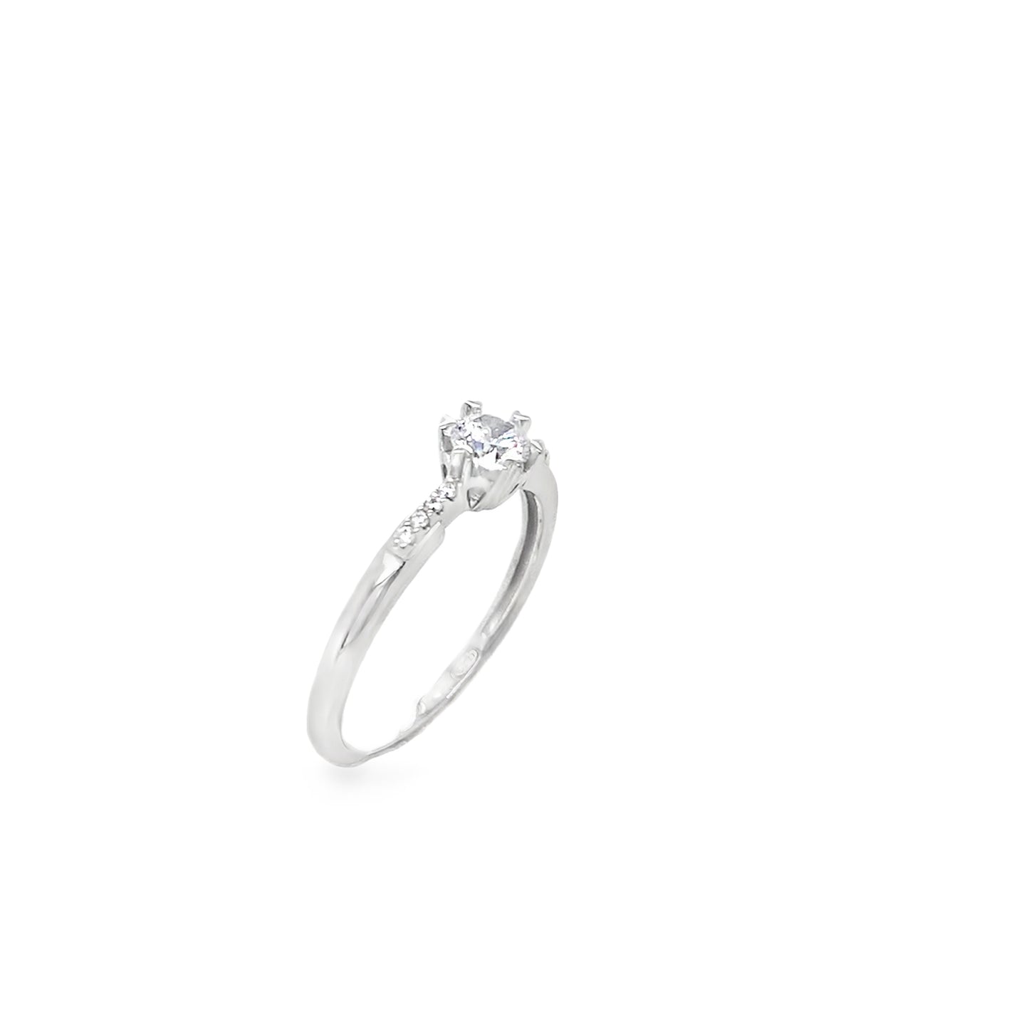 Sterling Silver CZ Round 6 Claw Solitaire With Shoulders