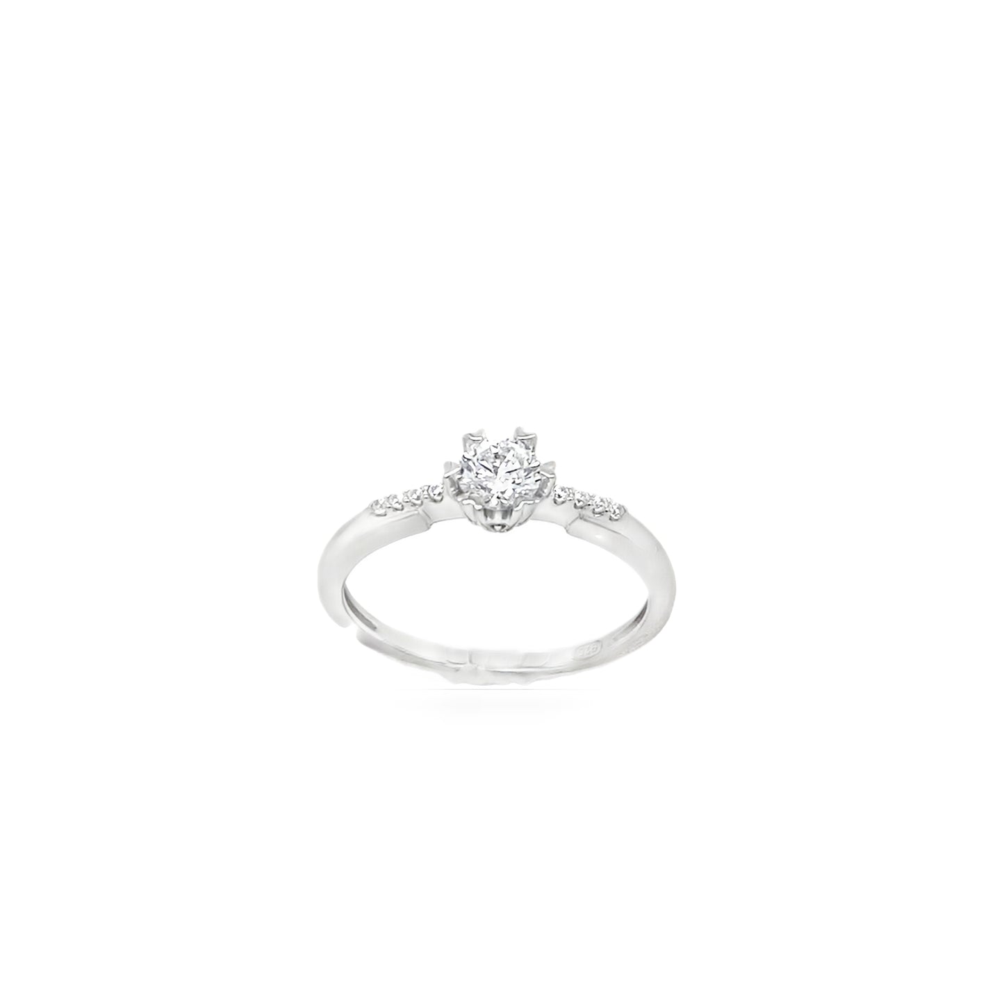 Sterling Silver CZ Round 6 Claw Solitaire With Shoulders