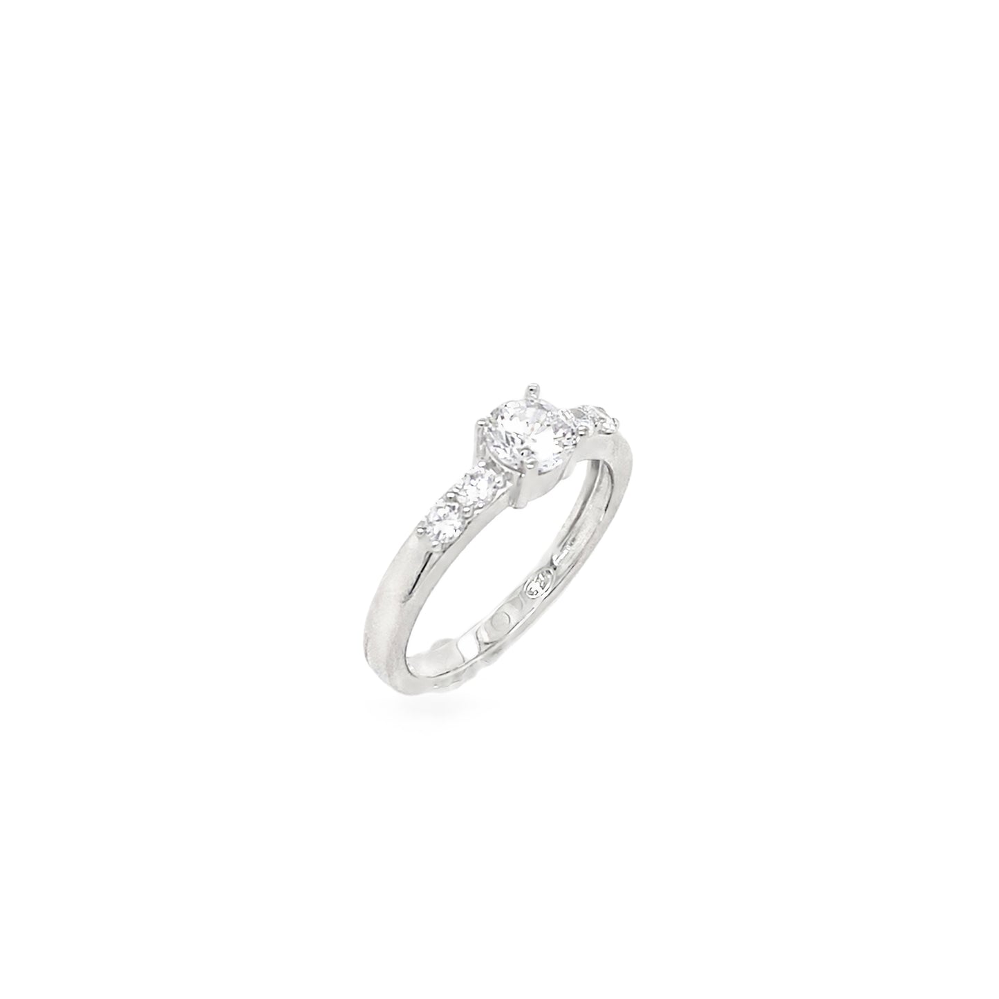 Sterling Silver CZ Round 4 Claw Solitaire With Shoulders
