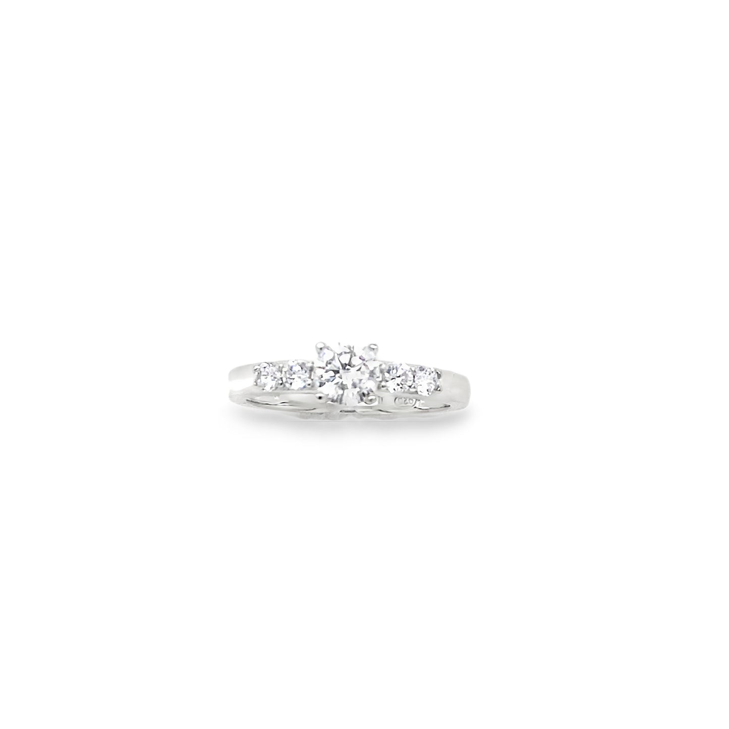 Sterling Silver CZ Round 4 Claw Solitaire With Shoulders