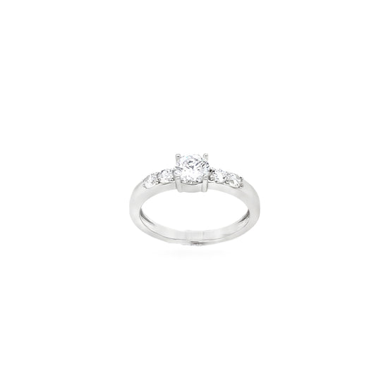 Sterling Silver CZ Round 4 Claw Solitaire With Shoulders