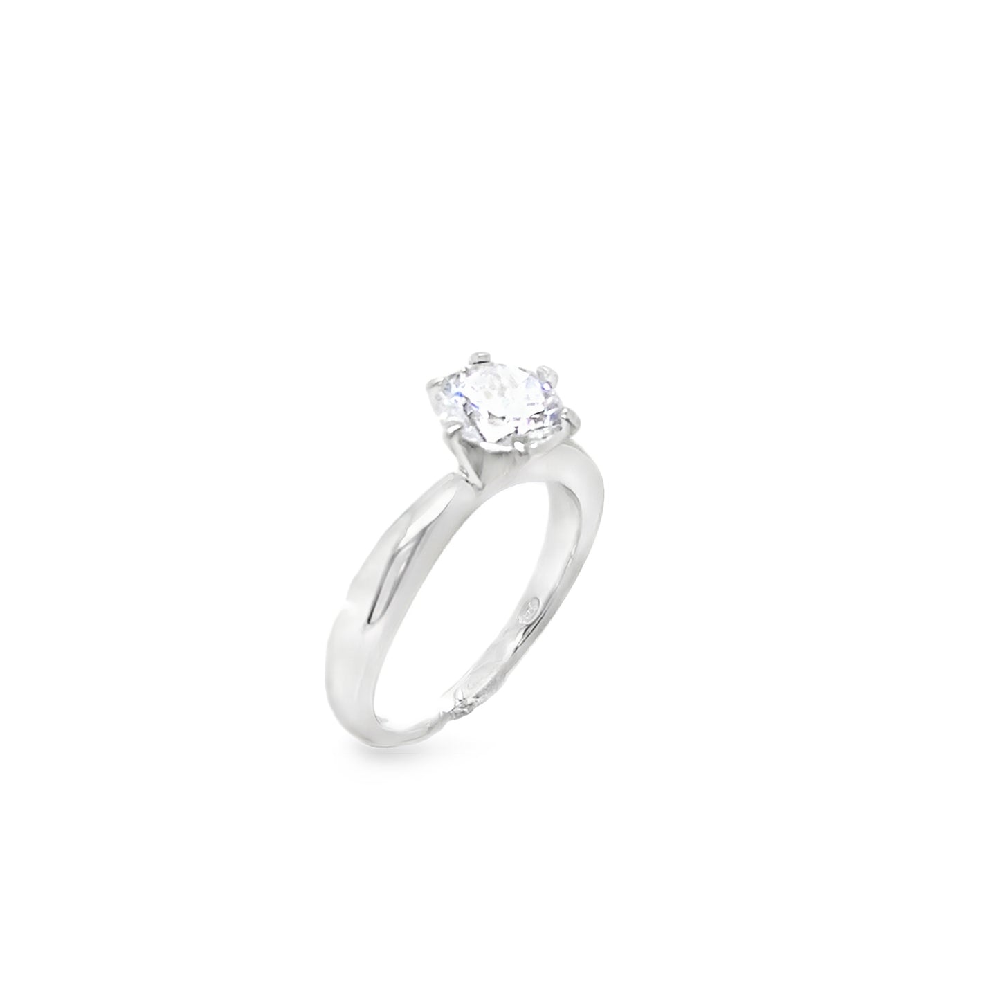 Sterling Silver CZ Round 6 Claw Solitaire Ring