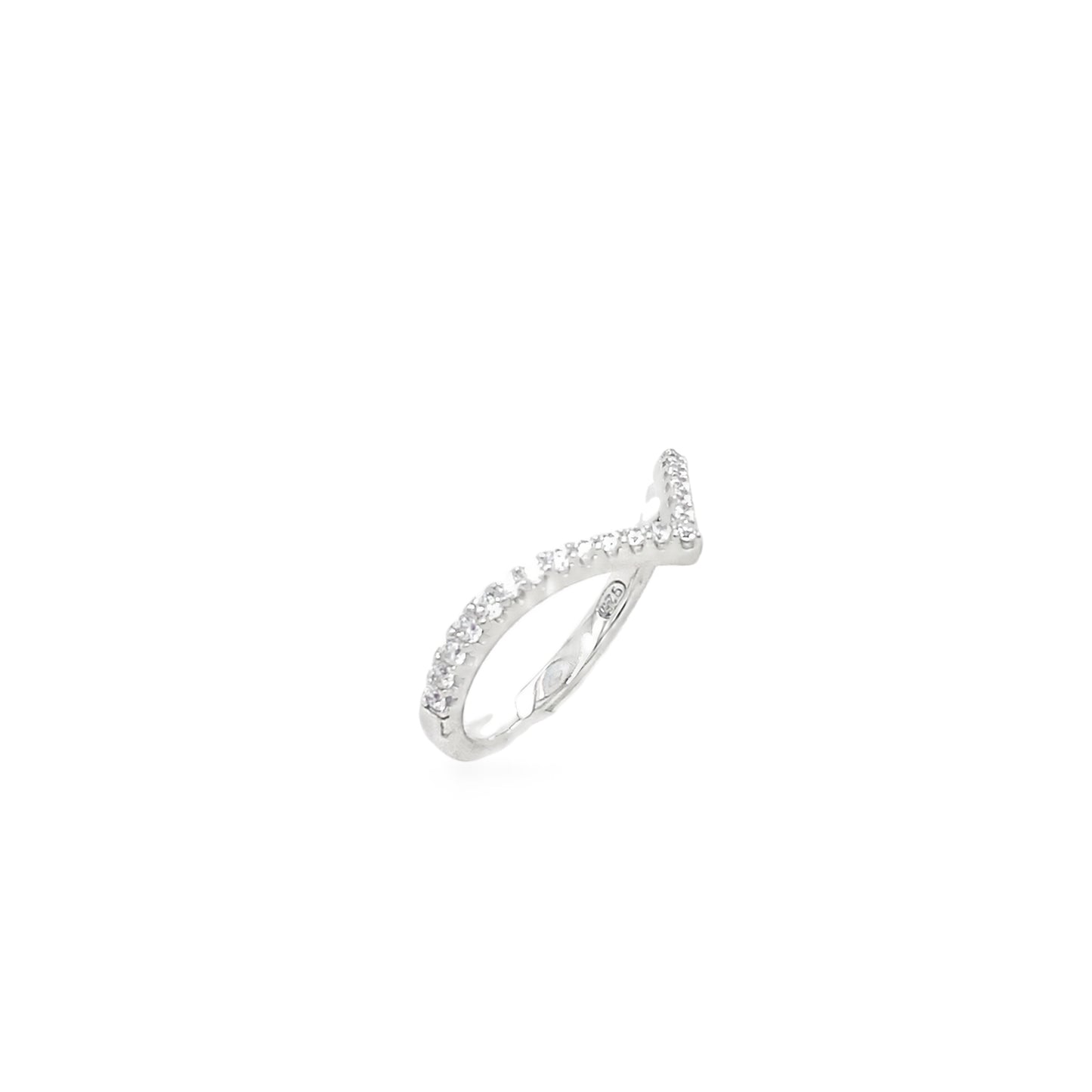 Sterling Silver CZ Wishbone Ring