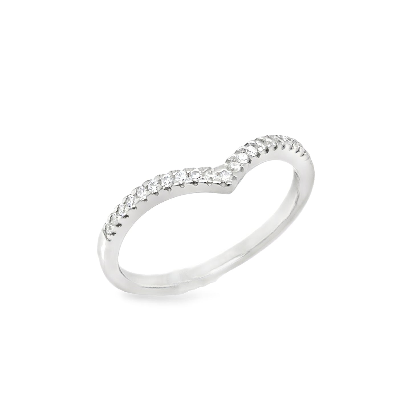 Sterling Silver CZ Wishbone Ring