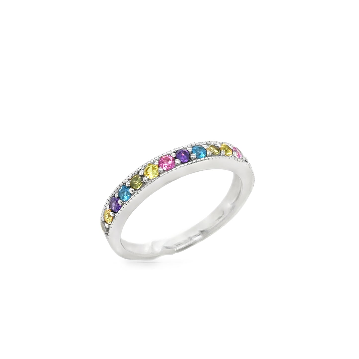 Sterling Silver CZ Multicolour Band