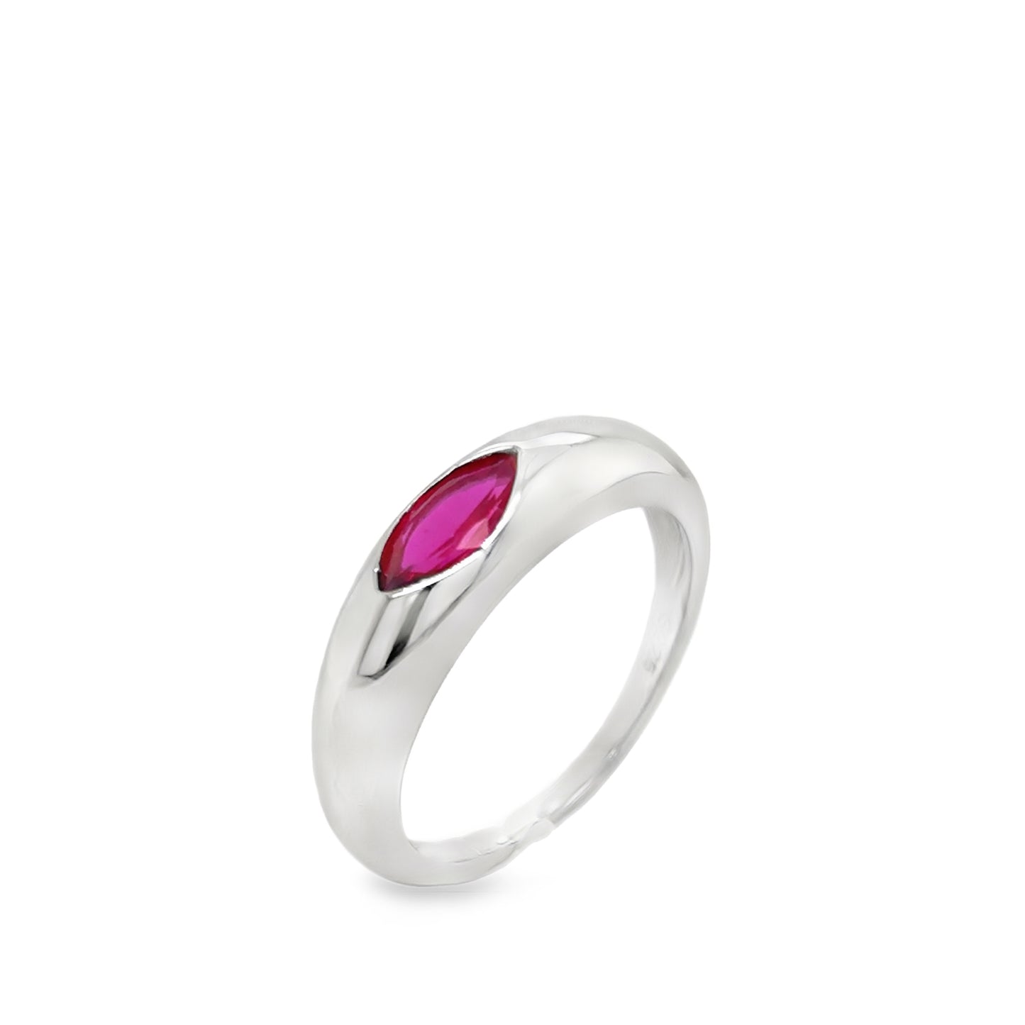 Sterling Silver Red CZ Marquise Ring