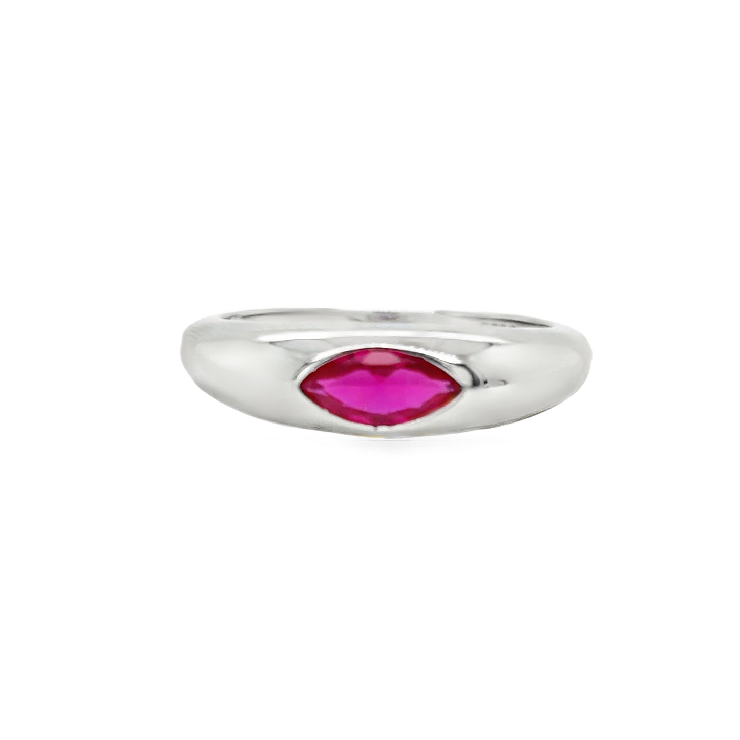 Sterling Silver Red CZ Marquise Ring