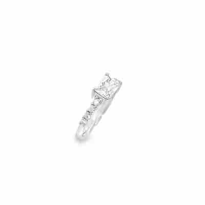 Sterling Silver CZ Rectangular Stone With Shoulders
