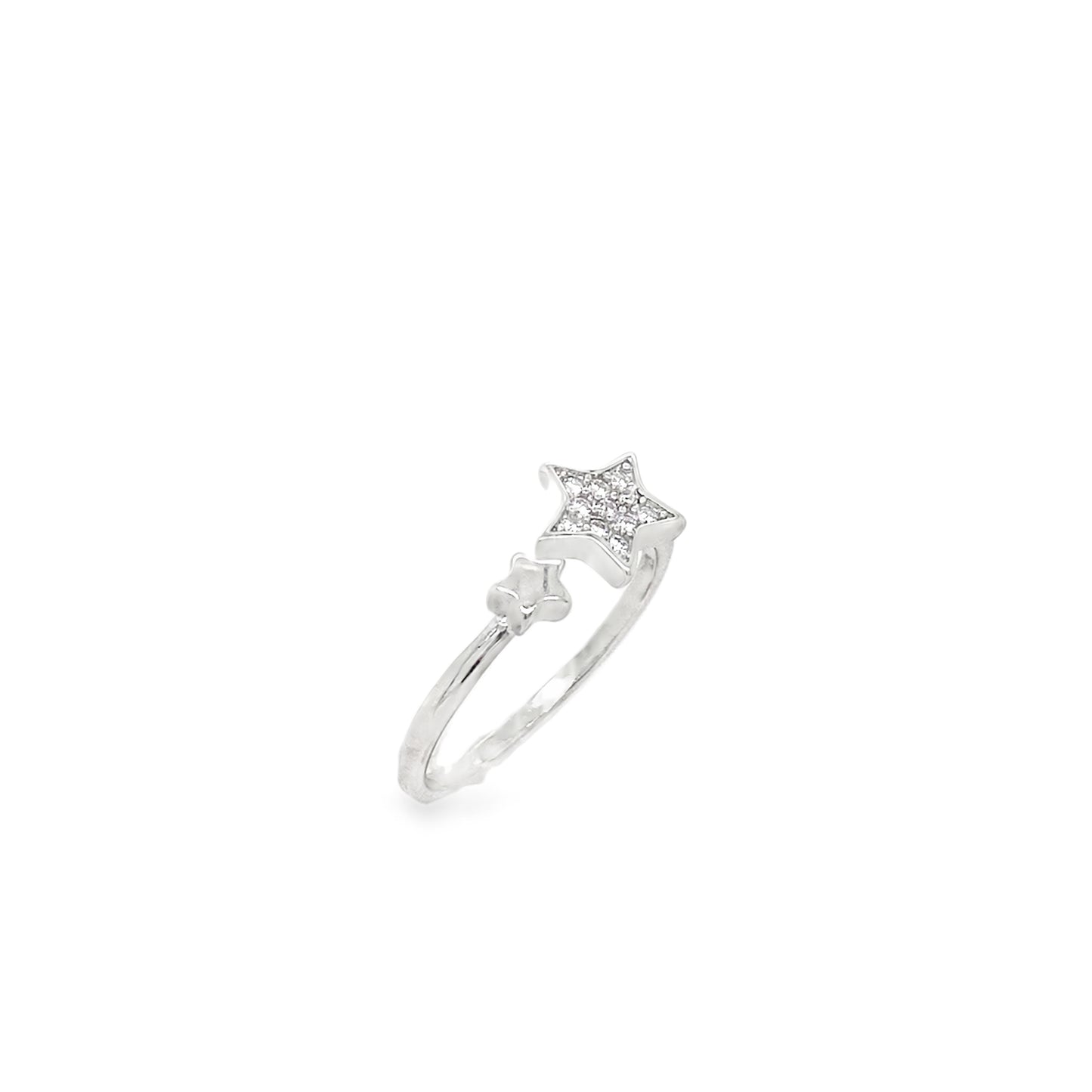 Sterling Silver CZ Pave Star Ring