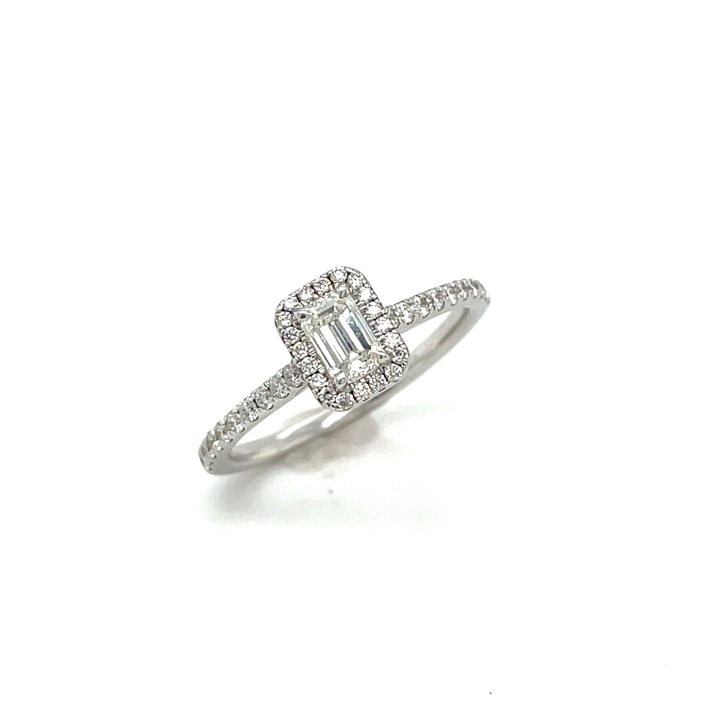 14ct White Gold Cluster With Baguette Centre Stone .78ct