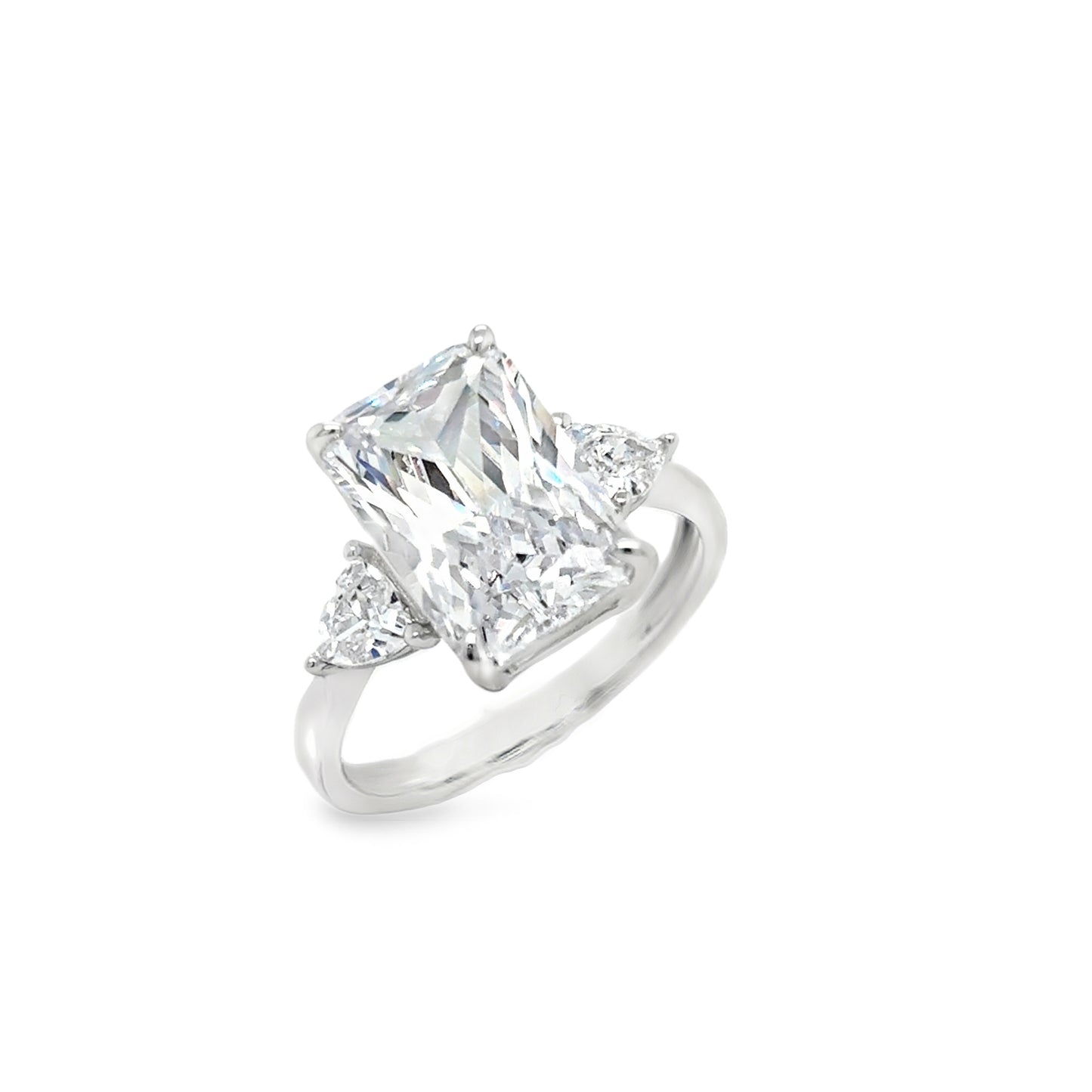 Sterling Silver Rectangular CZ Ring With CZ Shoulders