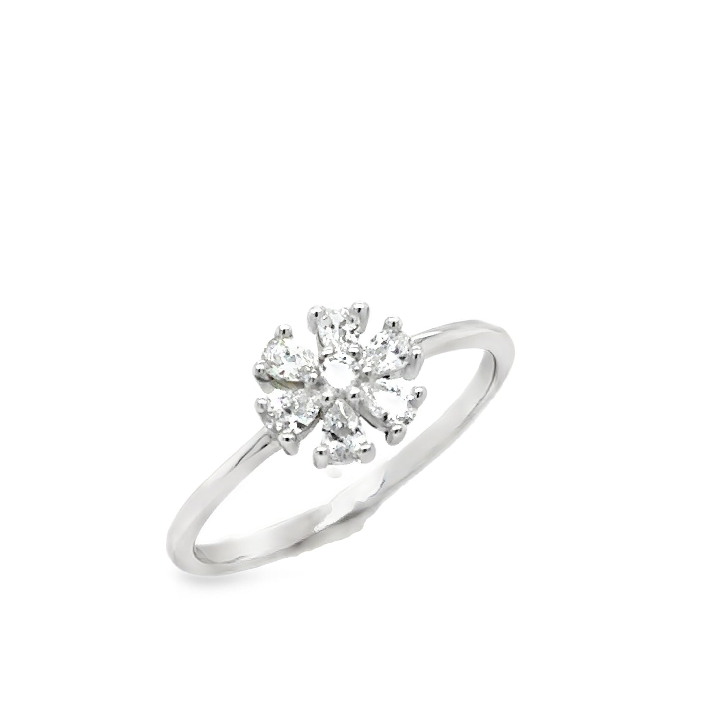 Sterling Silver CZ Flower Ring