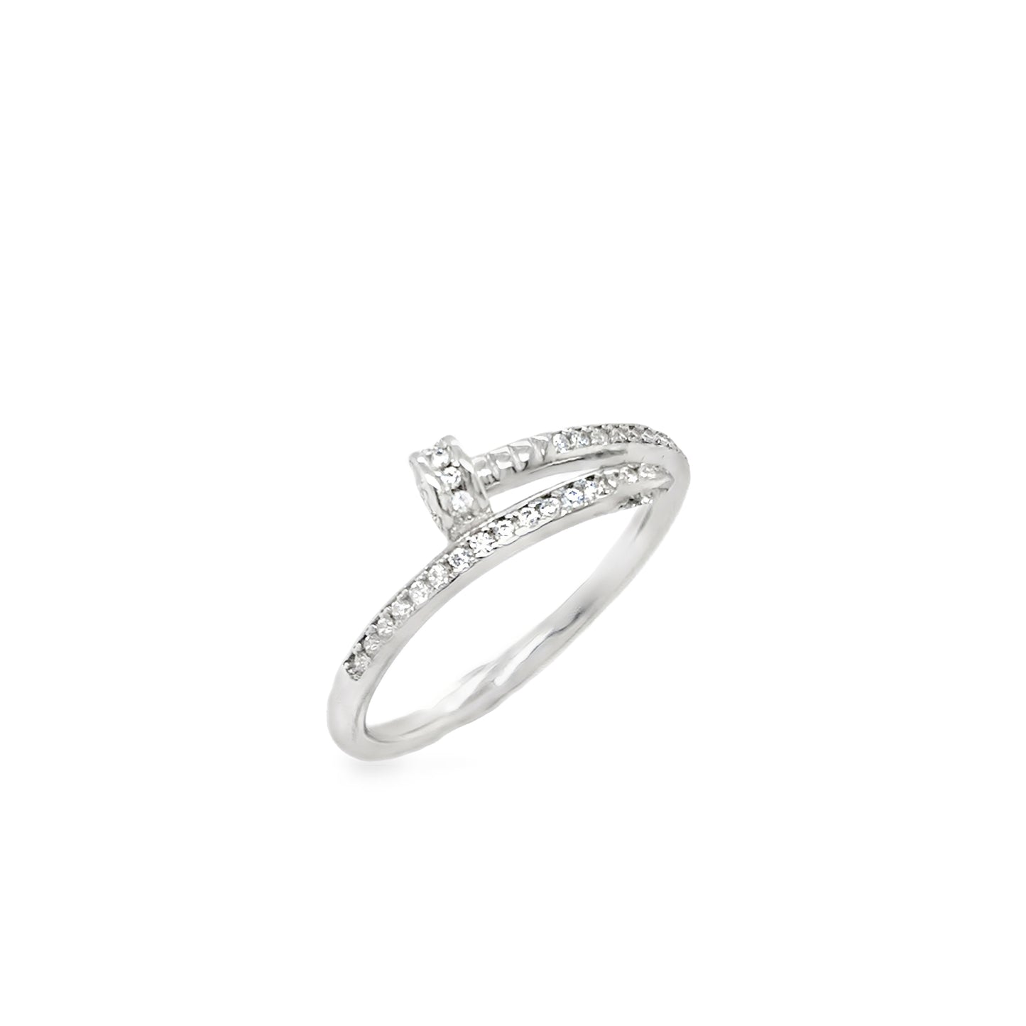 Sterling Silver CZ Nail Ring