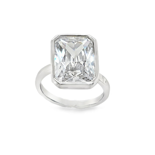 Sil Ring CZ Rect R/O