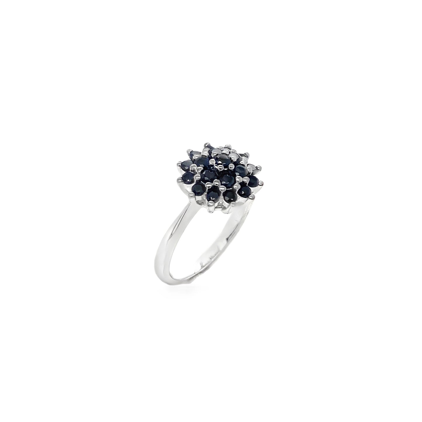 Sterling Silver Black CZ Flower Cluster Ring