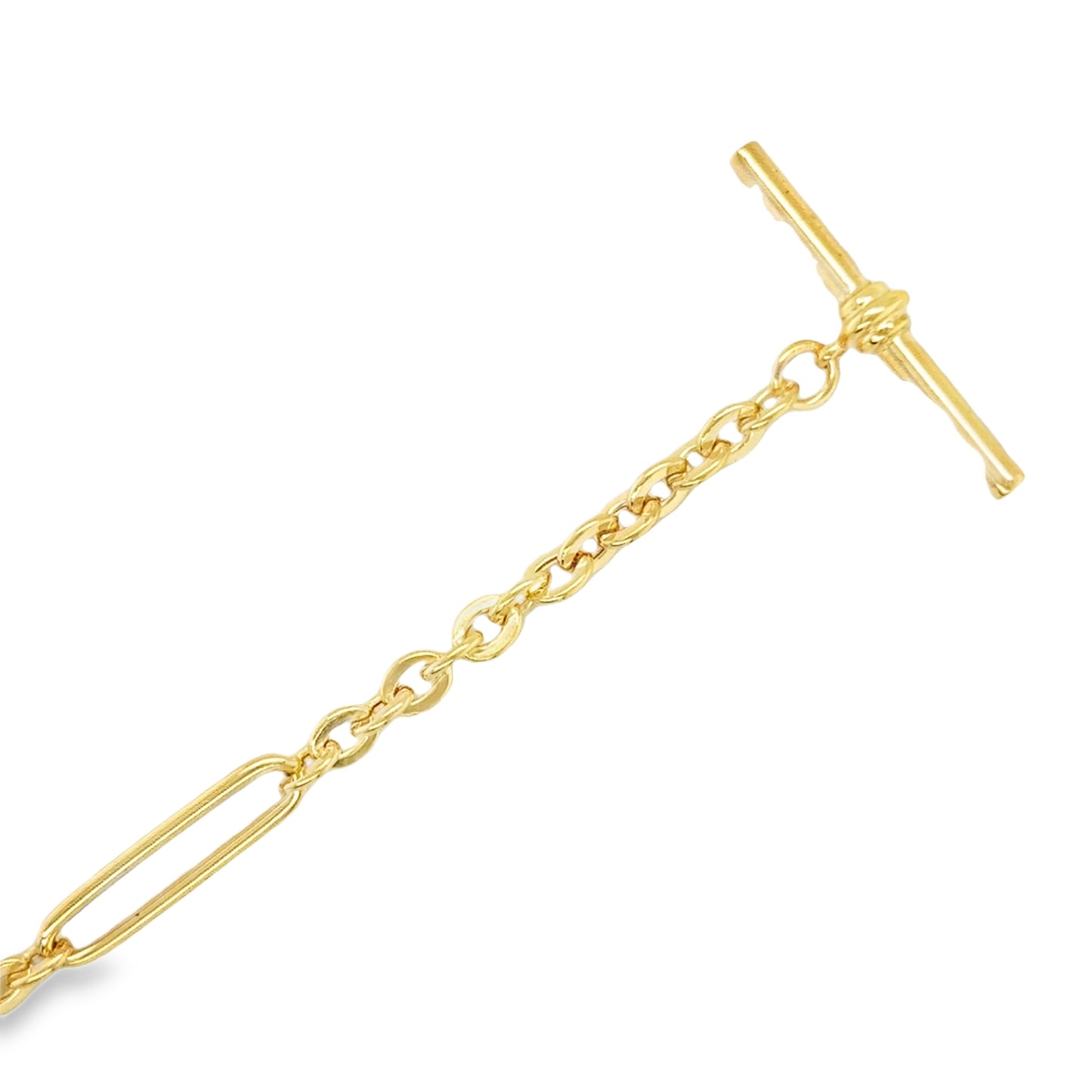 9ct Yellow Gold Open Oval Link Bracelet with T-Bar