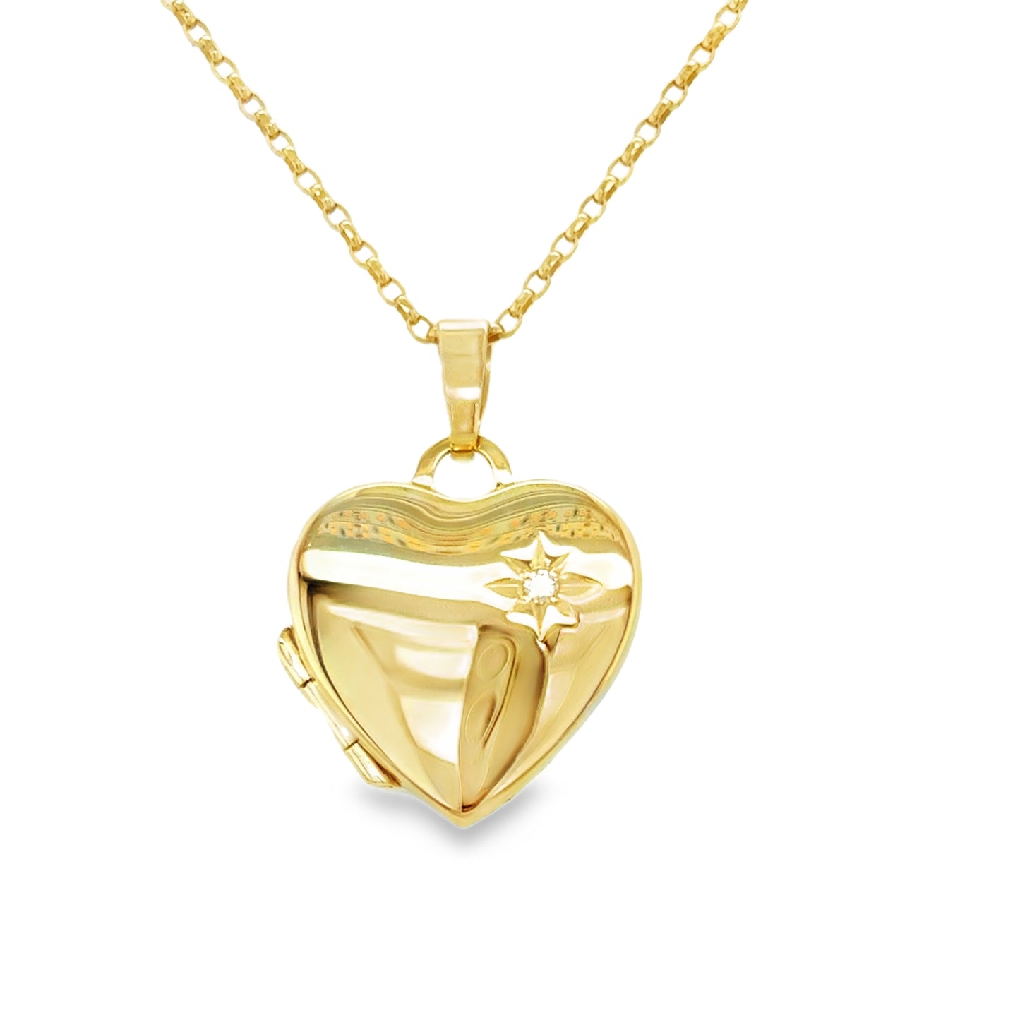 9ct Heart Locket With Diamond Corner .01ct