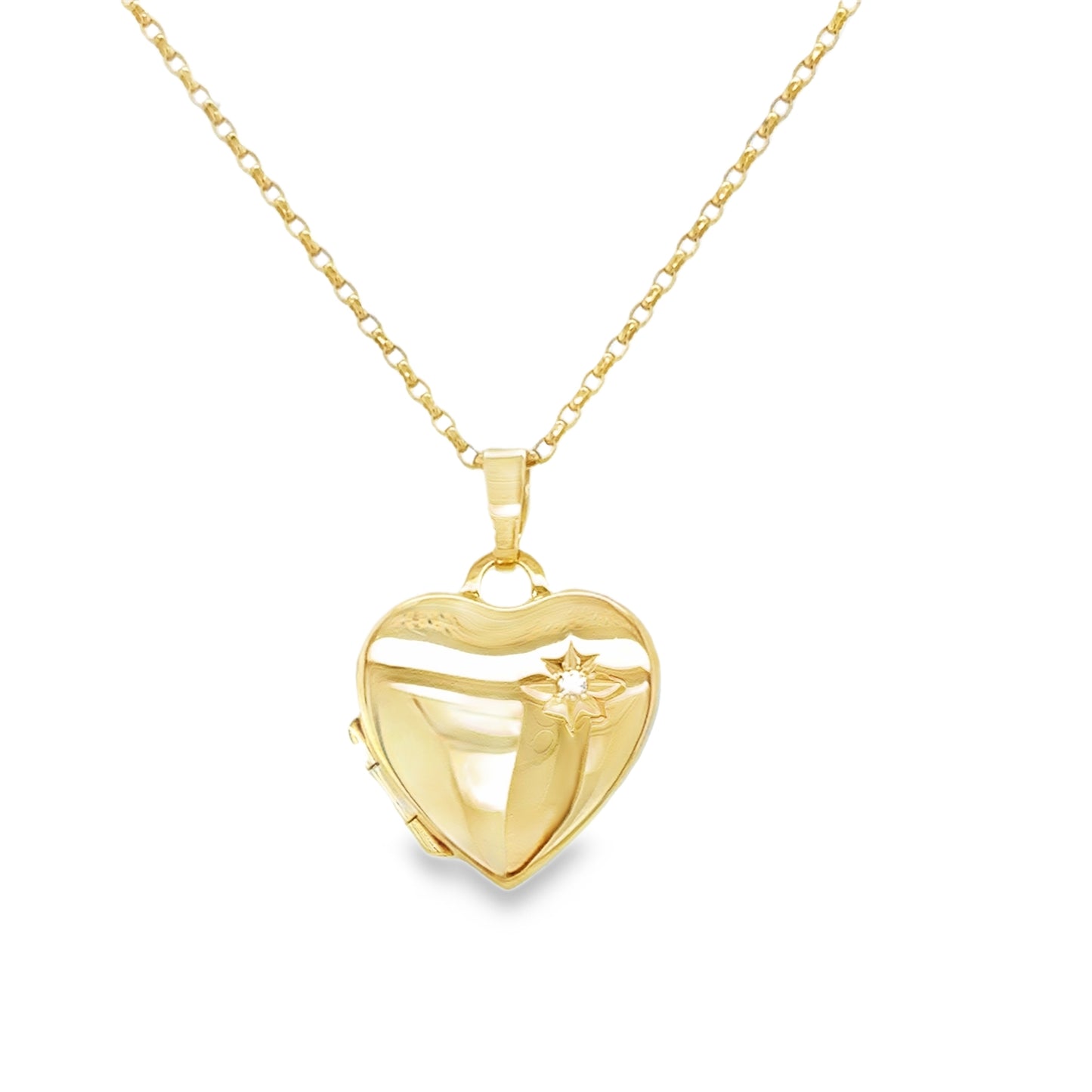 9ct Heart Locket With Diamond Corner .01ct