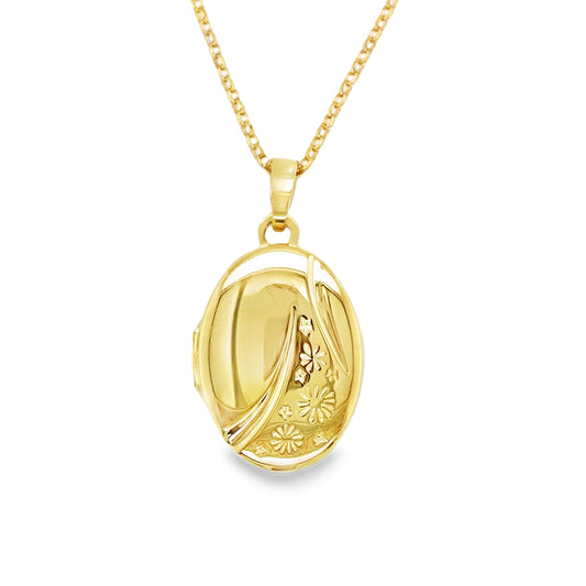 9ct Heart Locket With Flower Design