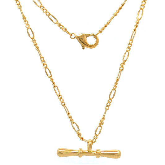 Burren 18ct Gold Plated Don't Cry Wolf Figaro T-Bar Necklet