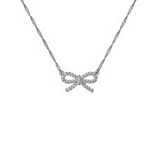 Ted Baker Ribah Silver Plated CZ Bow Necklet