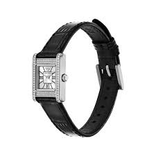 Ladies Emporio Armani Genni Black Strap Watch With CZ Square Dial
