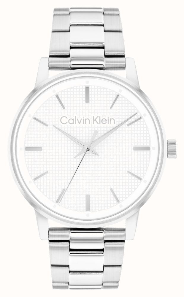 Gents Calvin Klein Linked Textured White Dial
