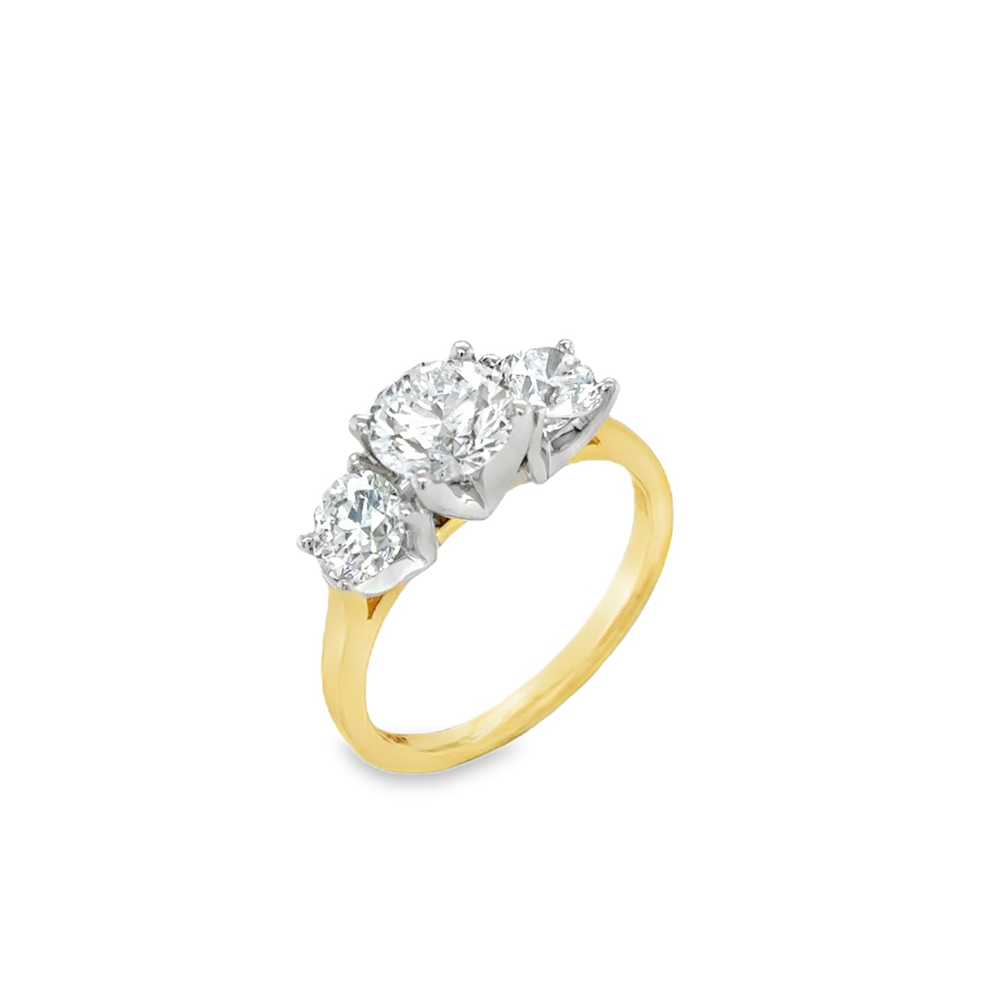 18ct 3 Stone Round Brilliant Graduated Cultured Diamond Ring 2.00ct