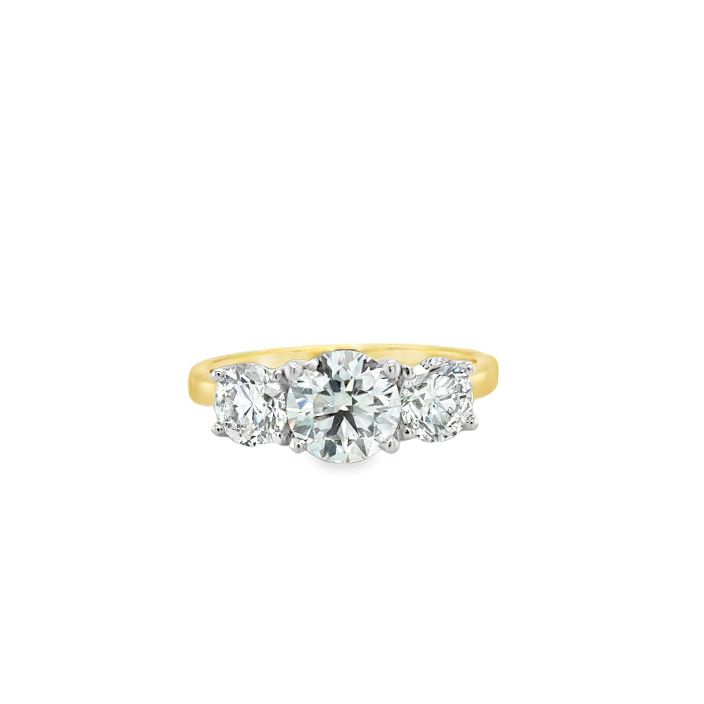 18ct 3 Stone Round Brilliant Graduated Cultured Diamond Ring 2.00ct