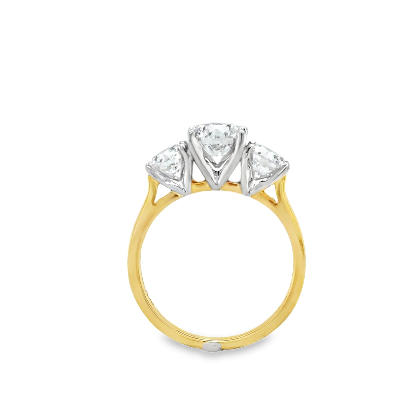 18ct 3 Stone Round Brilliant Graduated Cultured Diamond Ring 2.00ct