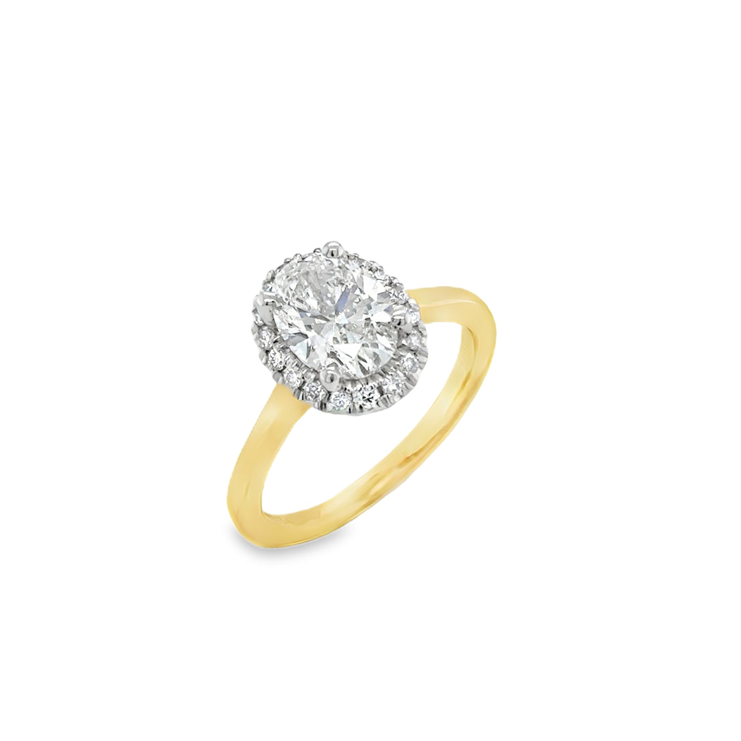 18ct Oval Cut Cultured Diamond Ring With Halo 1.65ct