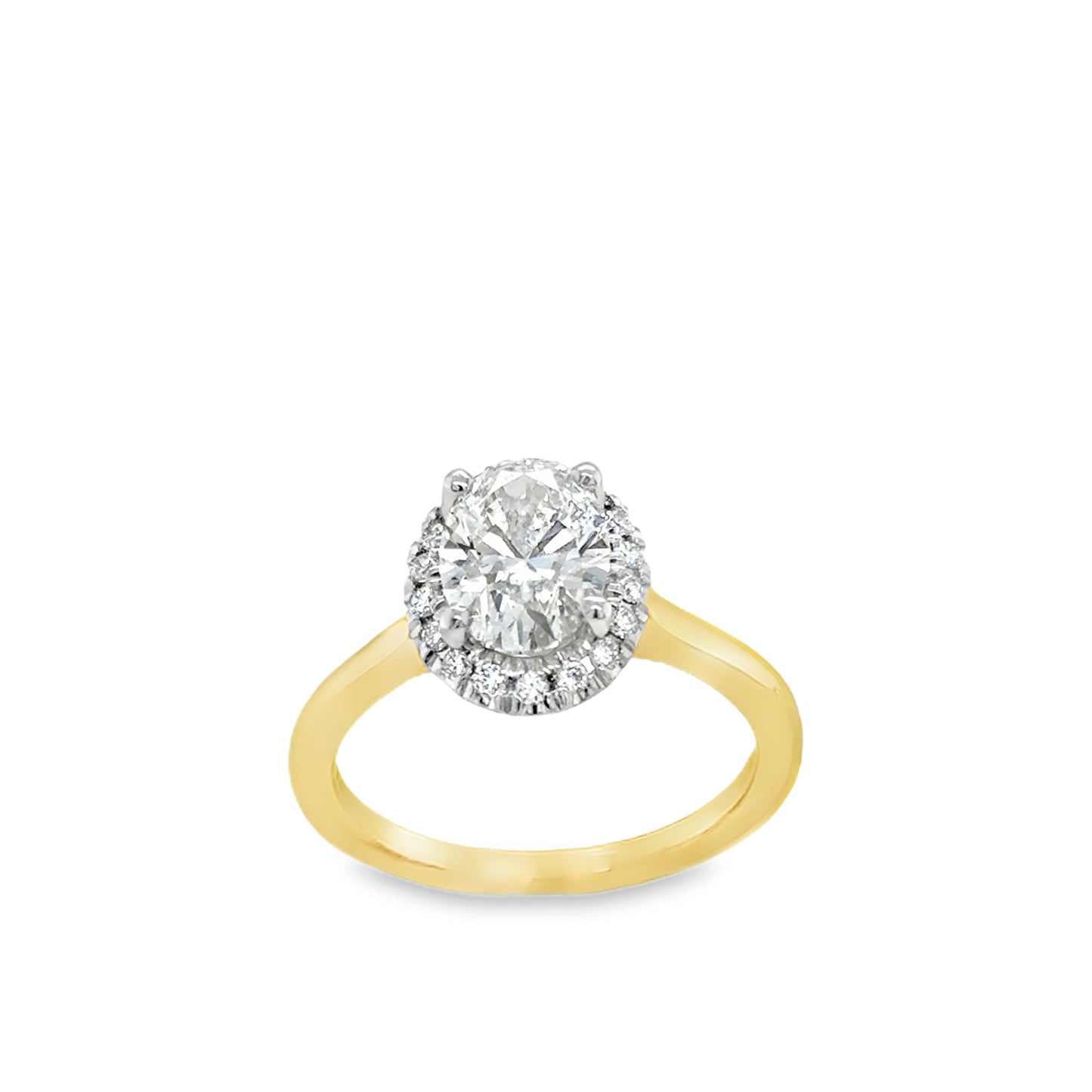 18ct Oval Cut Cultured Diamond Ring With Halo 1.65ct