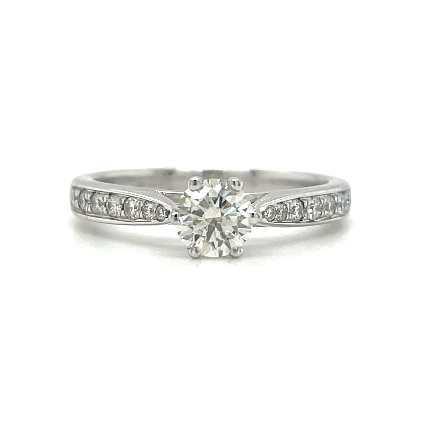 18ct White Gold Solitaire Diamond Shoulders .56ct Diamond Ring