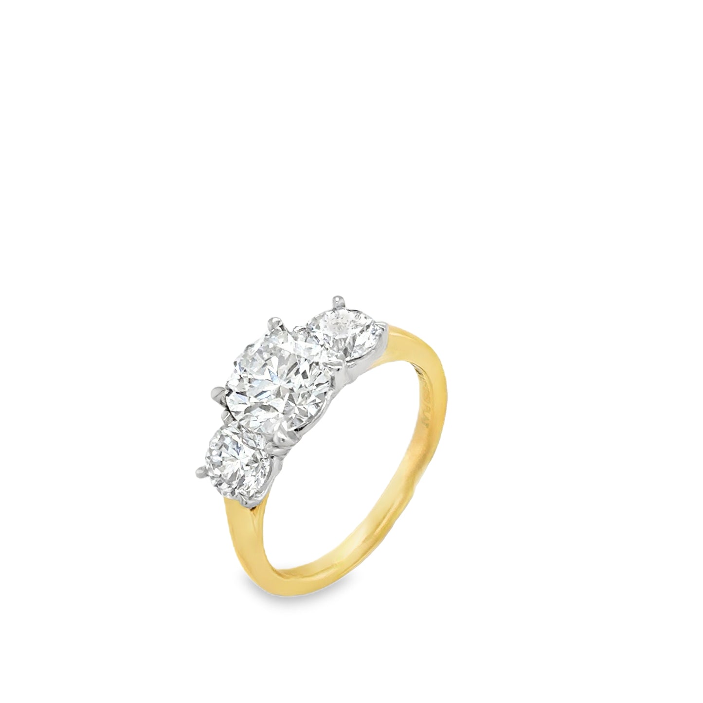 18ct 3 Stone Graduated Round Brilliant Cultured Diamond Ring 2.50ct