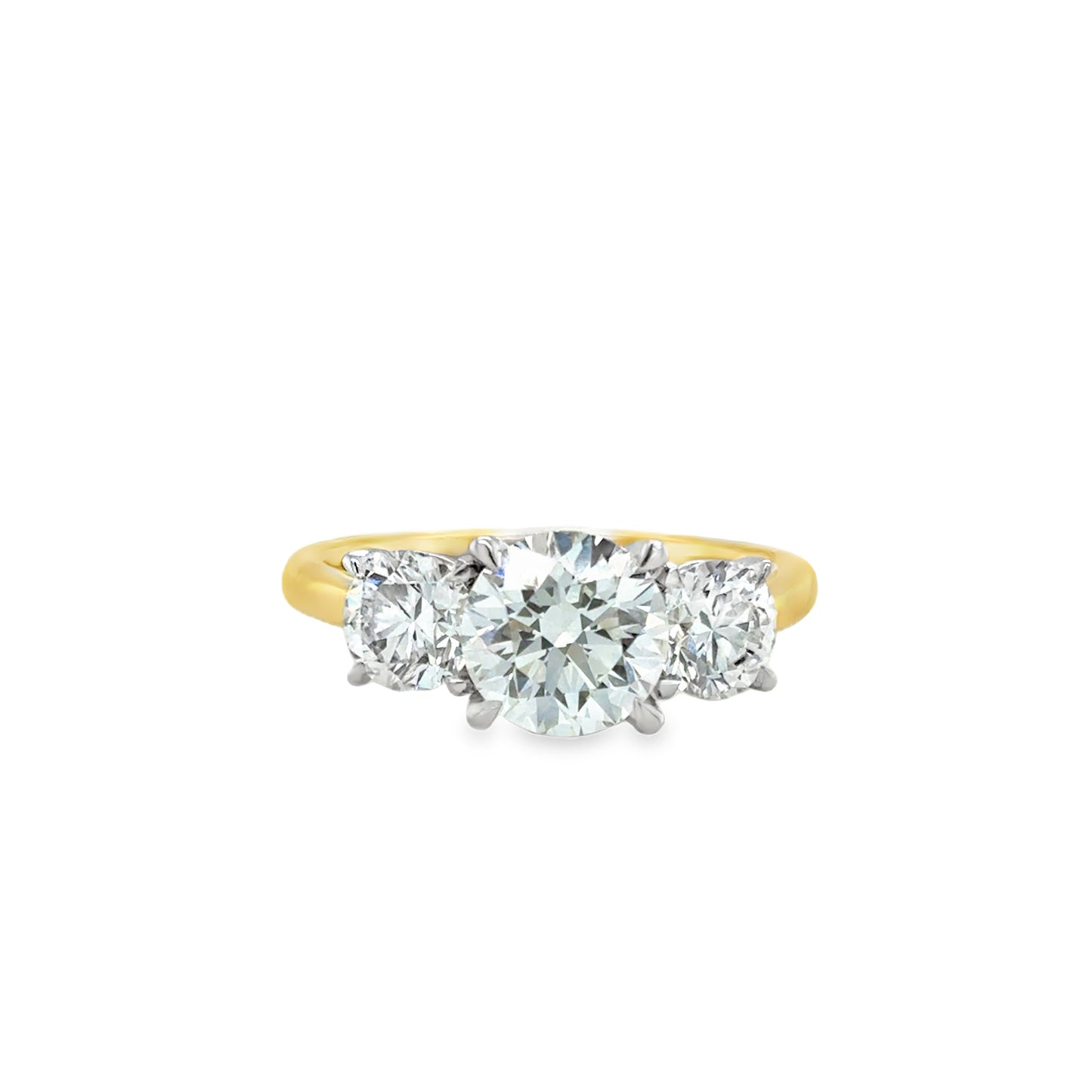 18ct 3 Stone Graduated Round Brilliant Cultured Diamond Ring 2.50ct